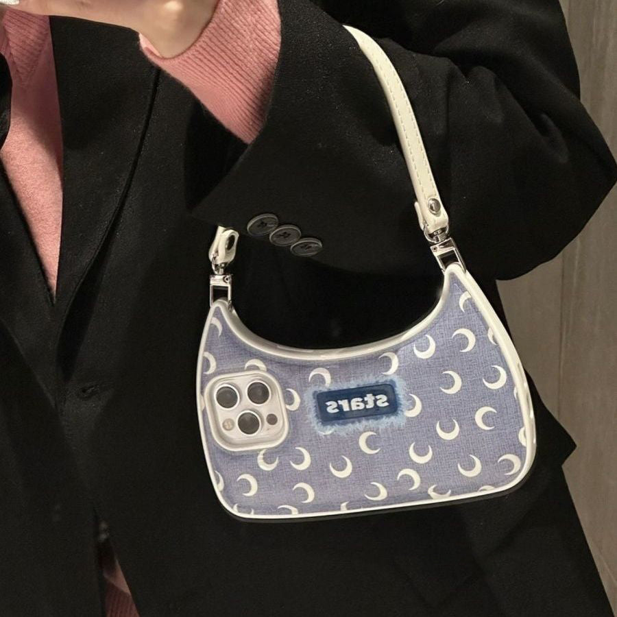 Cute Portable Crescent Bag Phone Case with Chain Strap for iPhone 14 13 12 11 - Soft Protection Cover