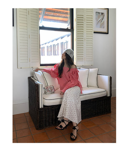 Vintage Floral Fishtail Midi Skirt - Elegant High-Waist Slim Fit Mermaid Skirt for Women