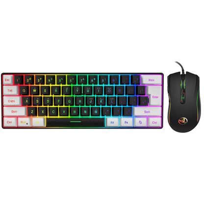 Mini 61-Key RGB Gaming Keyboard and Mouse Set - Type-C Detachable Wired Mechanical Feel Combo
