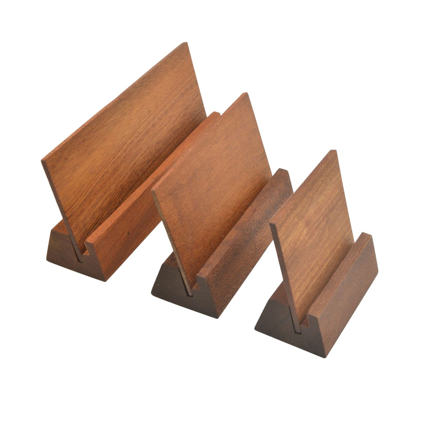 Solid Wood Desktop Display Stand - Wooden Business Card, Photo & Calendar Card Holder Base