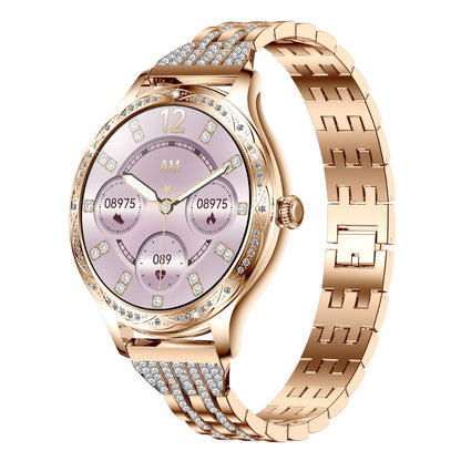 AK60 Women's Smart Watch - HD Calling Luxury Smartwatch with Rhinestone Strap, Heart Rate & Blood Pressure Monitor