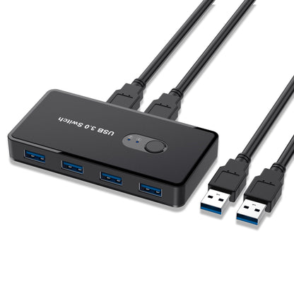 AT06 USB 3.0 Sharing Switch - 4-Port Peripheral Switcher & Printer Sharer for 2 Computers