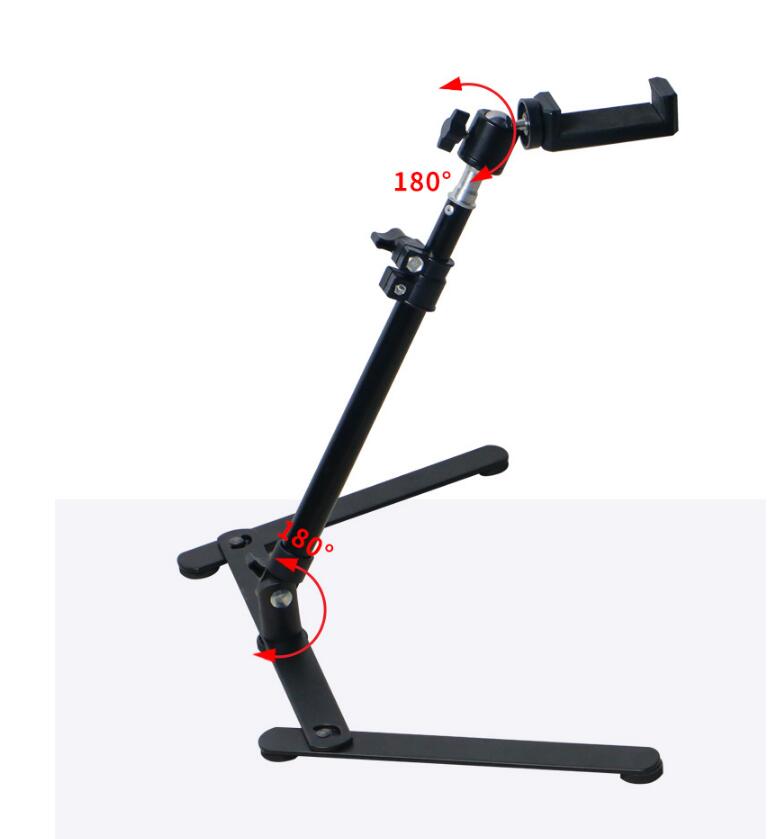 Desktop LED Selfie Ring Light with Phone Holder & Tripod Stand - Overhead Overhead Shooting & Live Broadcast Lamp