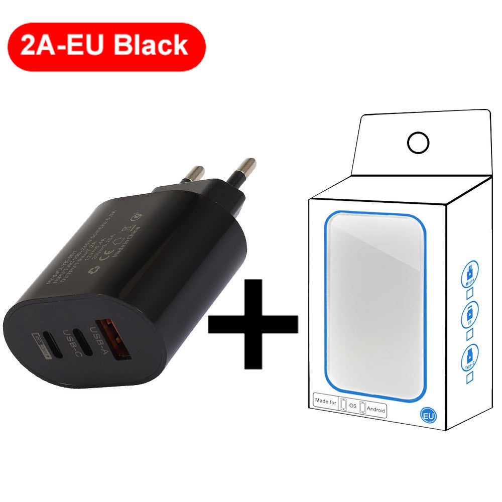 Multi-Port USB & PD Travel Wall Charger - US and European Standard Mobile Phone Charging Head