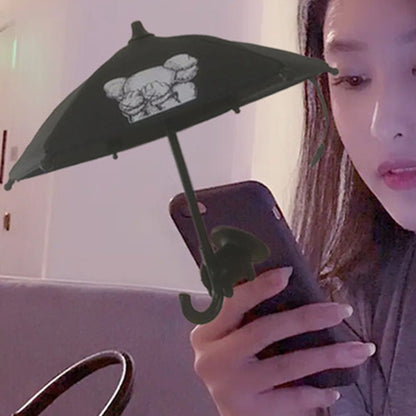 : Mini Phone Umbrella Sun Shade with Suction Cup Holder - Anti-Glare Outdoor Mobile Bracket