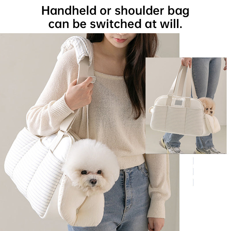 Winter Warm Soft-Sided Cat Carrier Bag - Portable Breathable Shoulder Pet Tote with Mat