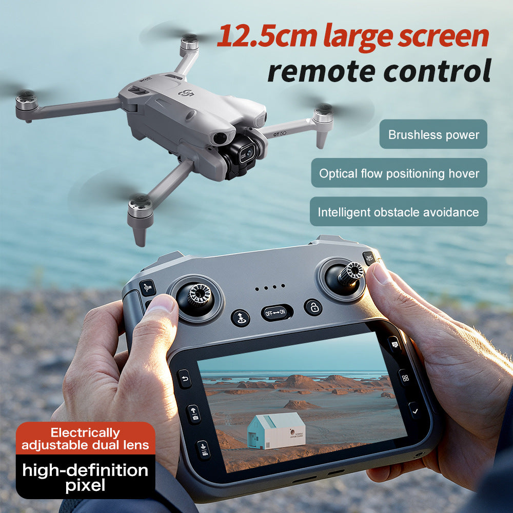 T5C Pro RC Quadcopter - 12.5cm Extra-Large Screen Remote Control Drone with Optical Flow & Brushless Motor