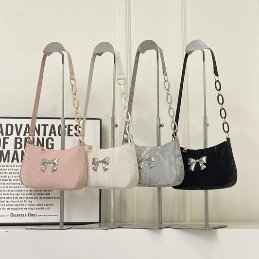 Mini Bow Accent PU Leather Crossbody Bag (Multiple Colors)