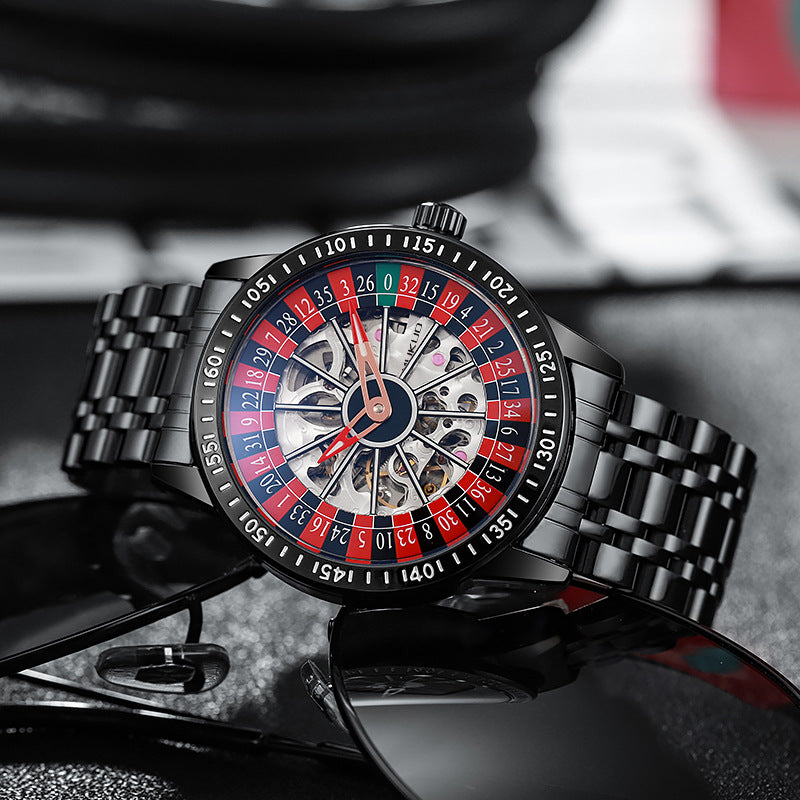 Luxury Gamble Plate Mechanical Men's Watch - Waterproof Luminous Trendy Sports Watch