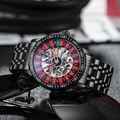 Luxury Gamble Plate Mechanical Men's Watch - Waterproof Luminous Trendy Sports Watch