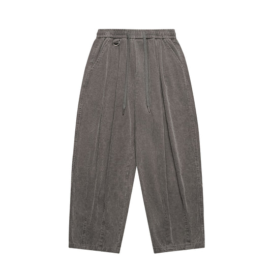 Men's Loose Wide Leg Casual Wash Corduroy Pants