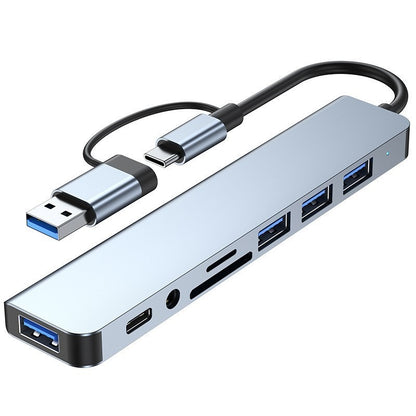 7-in-1 USB & Type-C Dual Interface Hub - Multifunctional USB Splitter and Card Reader Adapter for Laptops