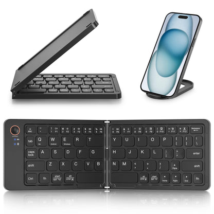 Ultra-Slim Folding Portable Bluetooth Keyboard - Dual-Mode Rechargeable Wireless Keyboard with One-Click Connection