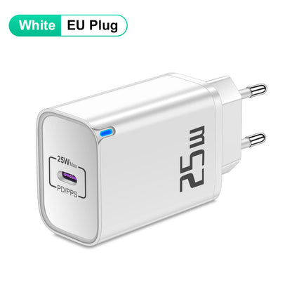 25W Fast Charging Adapter - Compact PD Travel Wall Charger Brick