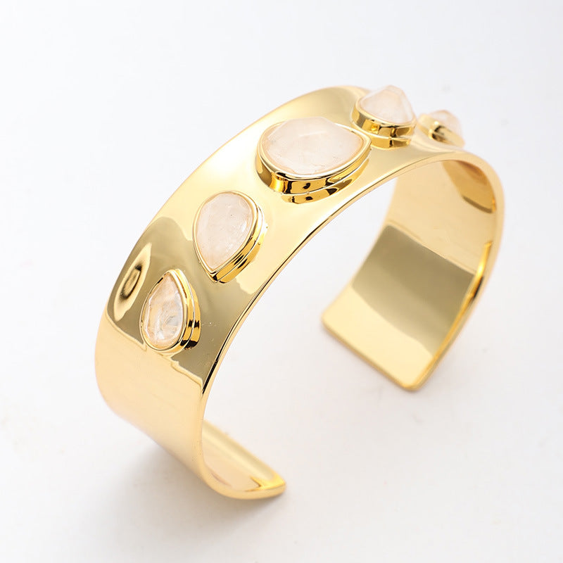 Minimalist Gold Plated Open Bangle - Versatile Advanced Style Bracelet