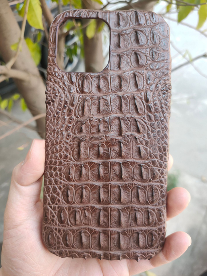 Luxury Crocodile Leather Phone Case - Genuine Alligator Texture Protective Cover for iPhone