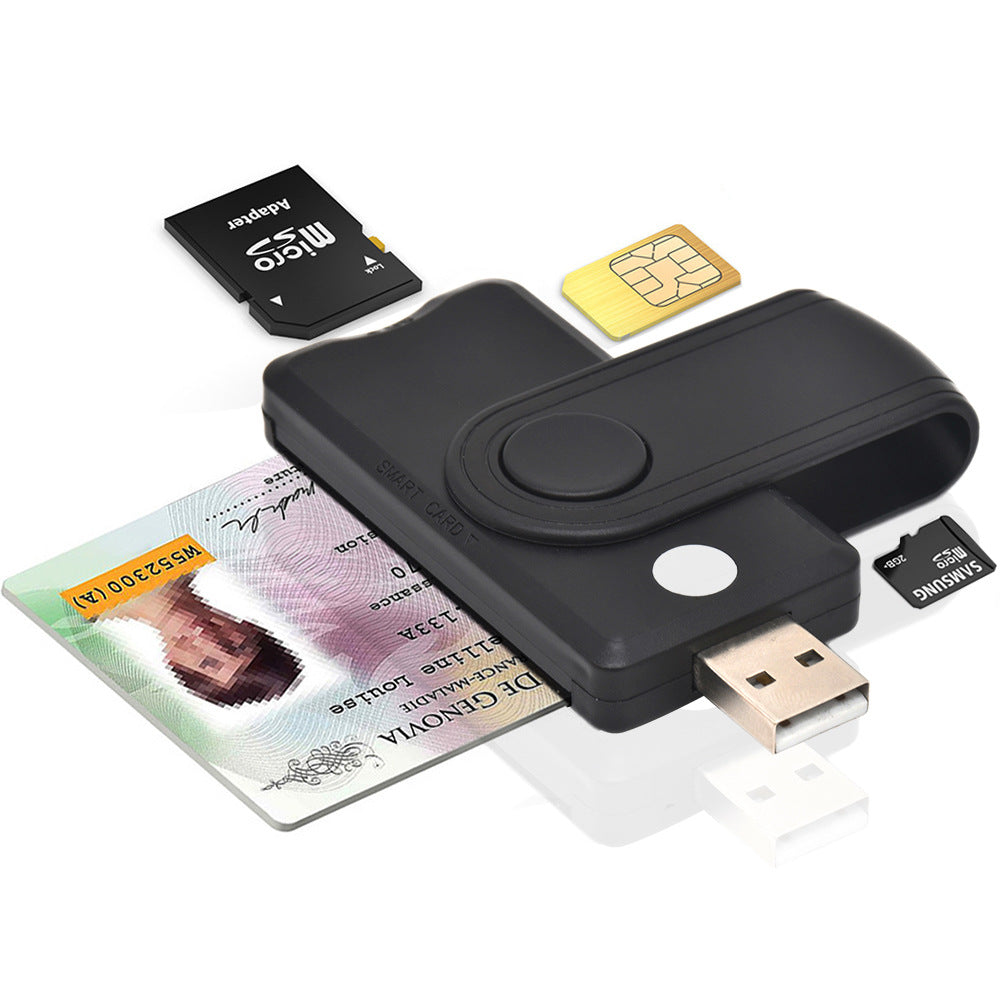 USB 2.0 Multi-in-One Smart Card Reader - All-in-One SIM, SD, Micro SD, and MMC Memory Card Reader Adapter