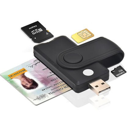 USB 2.0 Multi-in-One Smart Card Reader - All-in-One SIM, SD, Micro SD, and MMC Memory Card Reader Adapter
