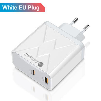 65W Gallium Nitride PD Fast Wall Charger - High-Speed Type-C Power Adapter for Smartphones & Laptops