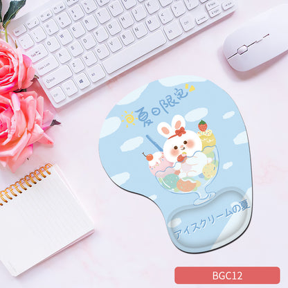 Cute Bunny Silicone Wrist Rest Mouse Pad - Soft Ergonomic Non-Slip Hand Support Pad for Gaming