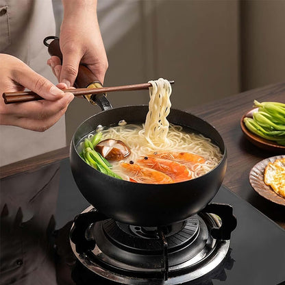 Traditional Hand-Forged Uncoated Iron Wok with Wooden Lid & Handle for Induction & Gas Stove