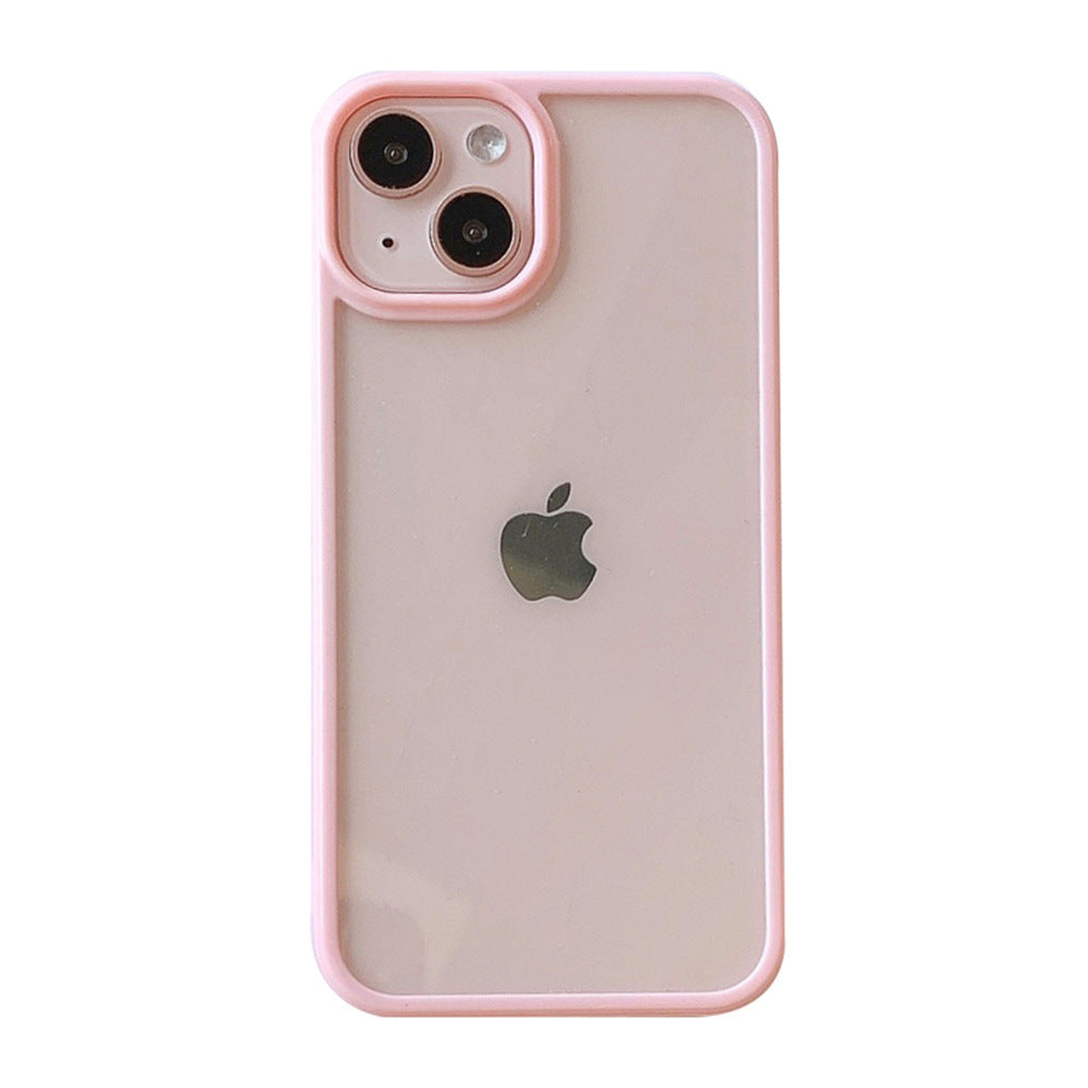 Candy Color Frame Clear Acrylic Phone Case for iPhone 15 14 13 12 Pro Max - Transparent Matte Shockproof Cover