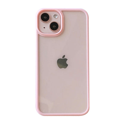 Candy Color Frame Clear Acrylic Phone Case for iPhone 15 14 13 12 Pro Max - Transparent Matte Shockproof Cover
