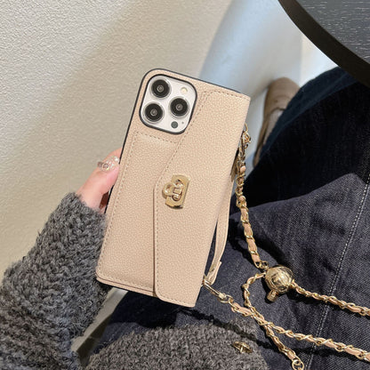 Wallet Card Holder Phone Case with Strap - Luxury Crossbody Chain Cover for iPhone