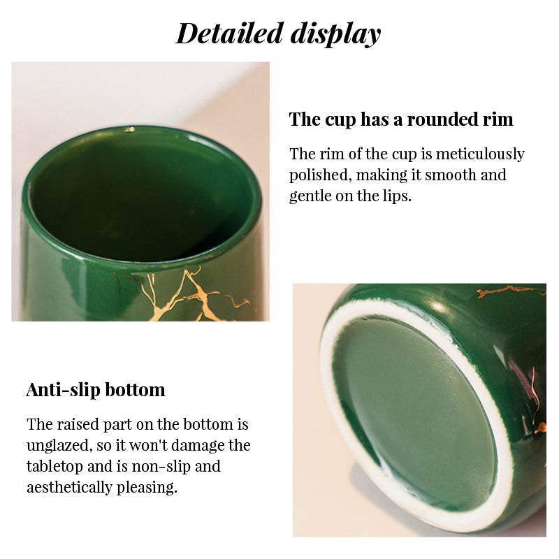 Luxury Marble Pattern Ceramic Bathroom Tumbler - High-End Toothbrush & Mouthwash Cup