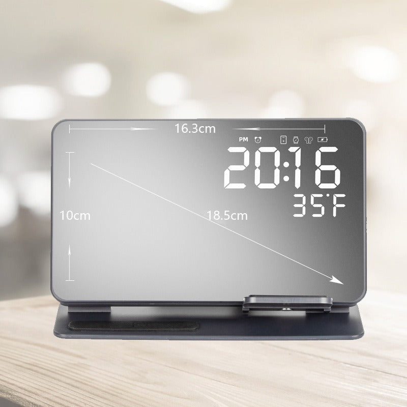 4-in-1 15W Fast Wireless Charging Station - Digital Alarm Clock with Temperature Display & Phone Charger