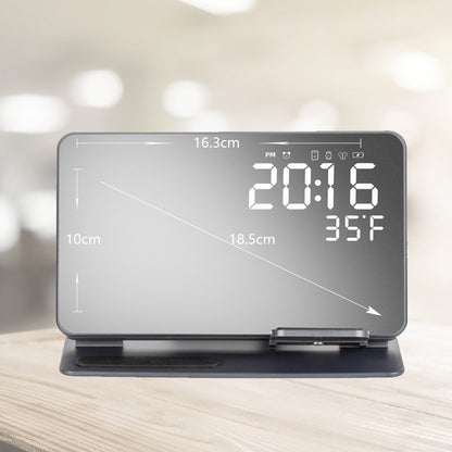 4-in-1 15W Fast Wireless Charging Station - Digital Alarm Clock with Temperature Display & Phone Charger