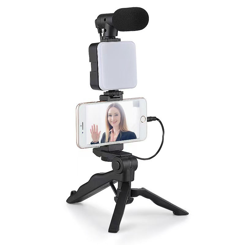 Desktop Live Streaming Kit - Smartphone Vlogging Rig with Fill Light, Microphone, and Handheld Tripod