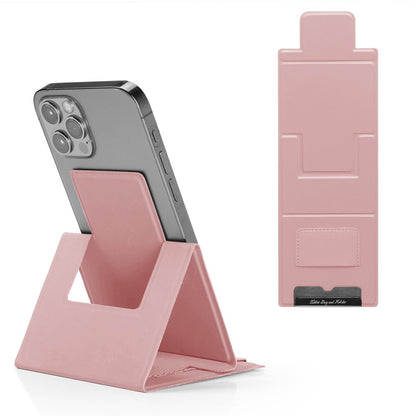 Ultra-Thin Foldable PU Leather Desktop Phone Stand - Portable Adhesive Phone Holder for Desk & Office