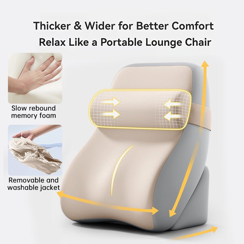 Memory Foam Reading Pillow with Neck Roll - Ergonomic Bed Backrest Support Cushion