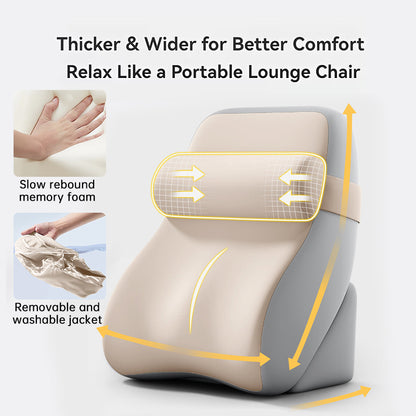 Memory Foam Reading Pillow with Neck Roll - Ergonomic Bed Backrest Support Cushion