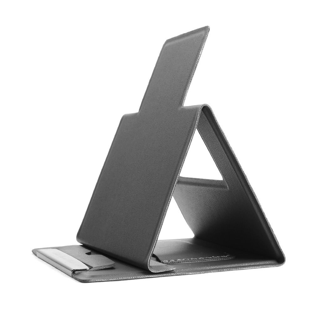 Ultra-Thin Foldable PU Leather Desktop Phone Stand - Portable Adhesive Phone Holder for Desk & Office