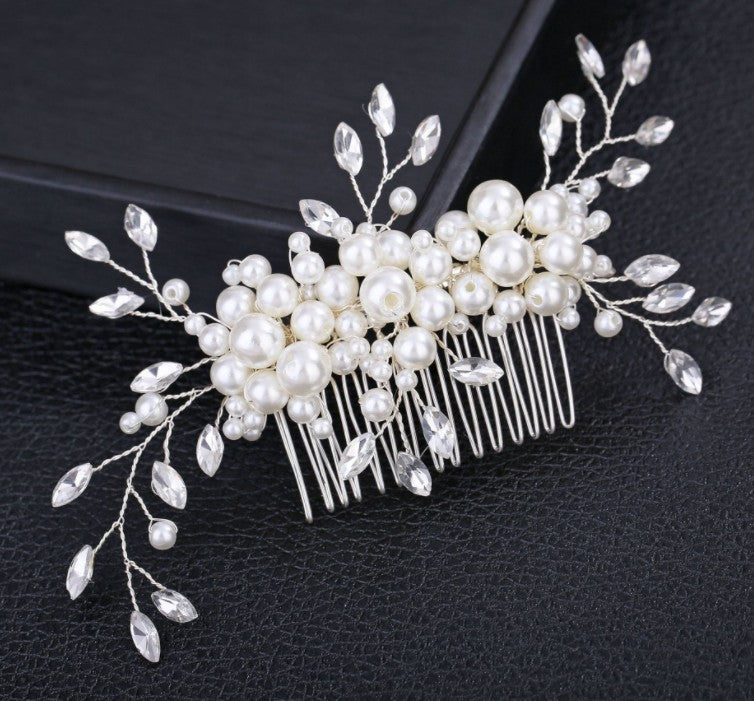 Elegant Crystal & Faux Pearl Wedding Hair Piece for Brides