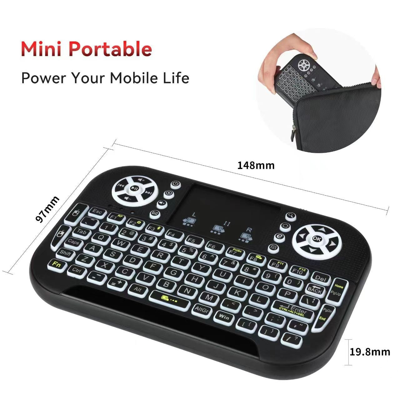 N8 Air Mini Wireless Keyboard - RGB Colorful Backlit Air Mouse & Portable Smart TV Remote Control