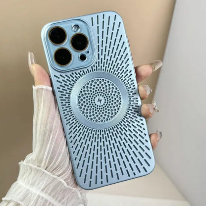 Slim Mesh Vent Cooling MagSafe iPhone Case - Shockproof Heat Dissipation Matte Back Cover