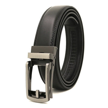 Men's Automatic Buckle Ratchet Belt | Premium Two-Layer Cowhide Leather Click Belt