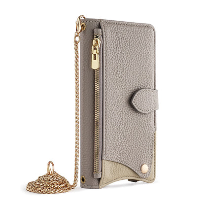 Crossbody Leather Wallet Case with Makeup Mirror & Card Holder for iPhone 17 16 15 14 Pro Max - Zipper Pocket Stand Cover