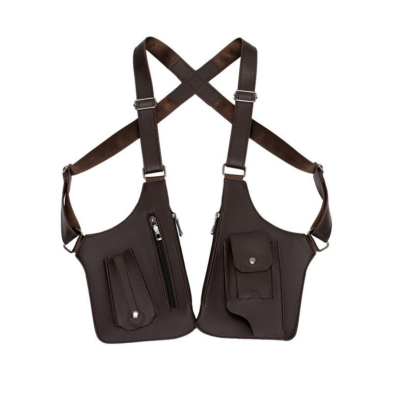 Medieval Leather Underarm Shoulder Bag - Anti-Theft Double Holster Phone Pouch