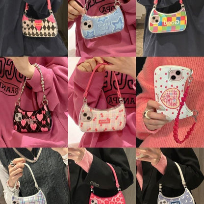 Cute Portable Crescent Bag Phone Case with Chain Strap for iPhone 14 13 12 11 - Soft Protection Cover