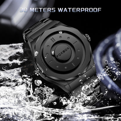 FOXBOX Men's High-Tech Magnetic Levitation Concept Watch (All Black)