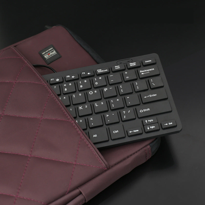 USB Wired Chocolate Mini Silent Keyboard - Compact Low-Profile Desktop & Laptop Office Keyboard