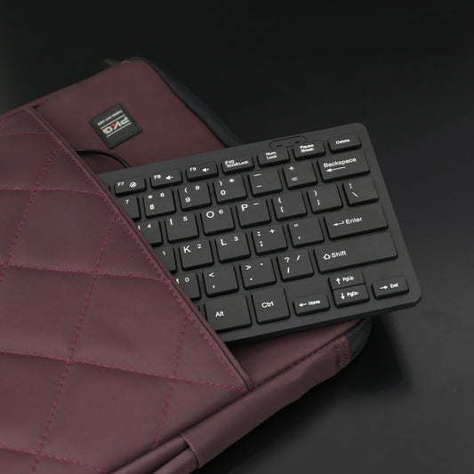USB Wired Chocolate Mini Silent Keyboard - Compact Low-Profile Desktop & Laptop Office Keyboard