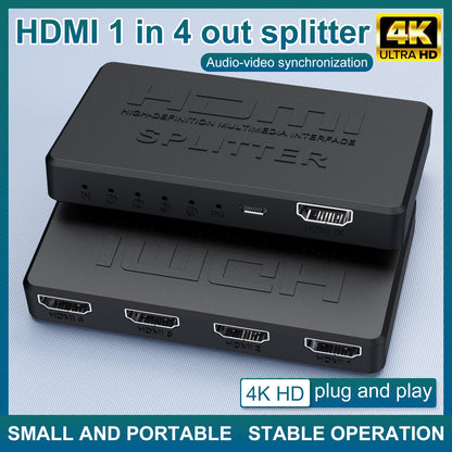 1x4 HDMI Splitter 4K - Mini 1-in 4-Out HD Video Splitter Box for Multiple Screens & Displays