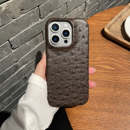 Business Ostrich Texture Leather iPhone Case - Anti-Drop Shockproof Half-Pack Shell