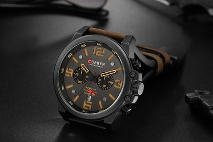 CURREN Luxury Men's Sport Quartz Watch with Leather Strap
