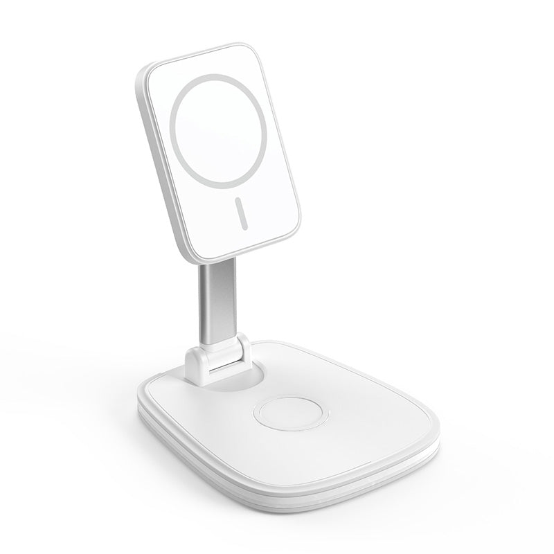 Portable Folding Magnetic Wireless Charger Stand - Dual Charging Dock for Smartphones